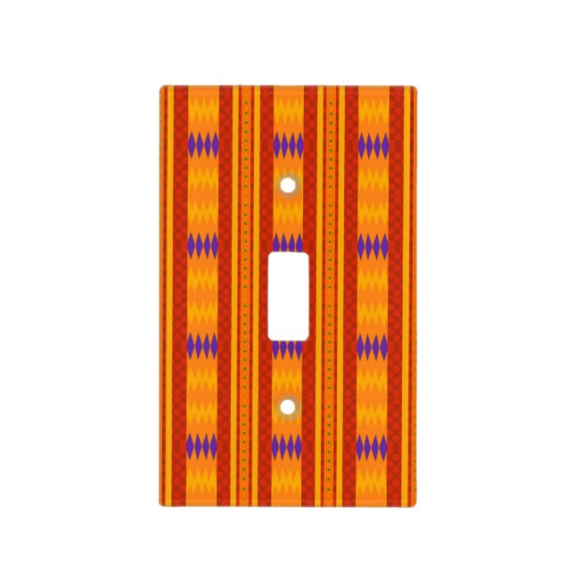 African Pattern In Orange Light Switch Cover (Front)