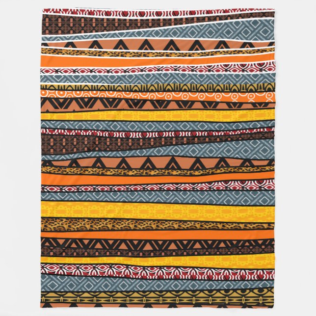 African Pattern Mix Fleece Blanket (Front)