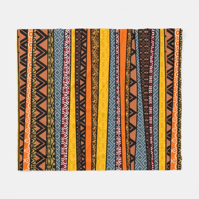 African Pattern Mix Fleece Blanket (Front (Horizontal))