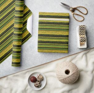 African Pattern Mix In Green And Yellow Wrapping Paper