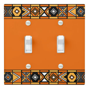 African pattern Orange Light Switch Cover