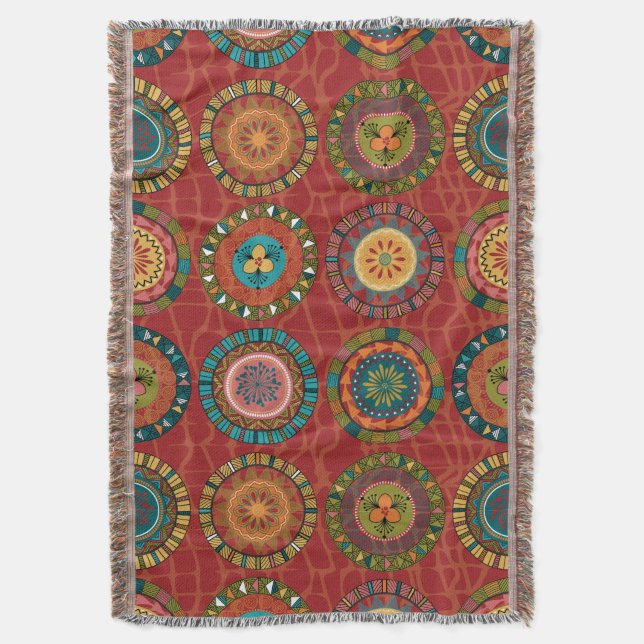 African Pattern Throw Blanket  (Front Vertical)