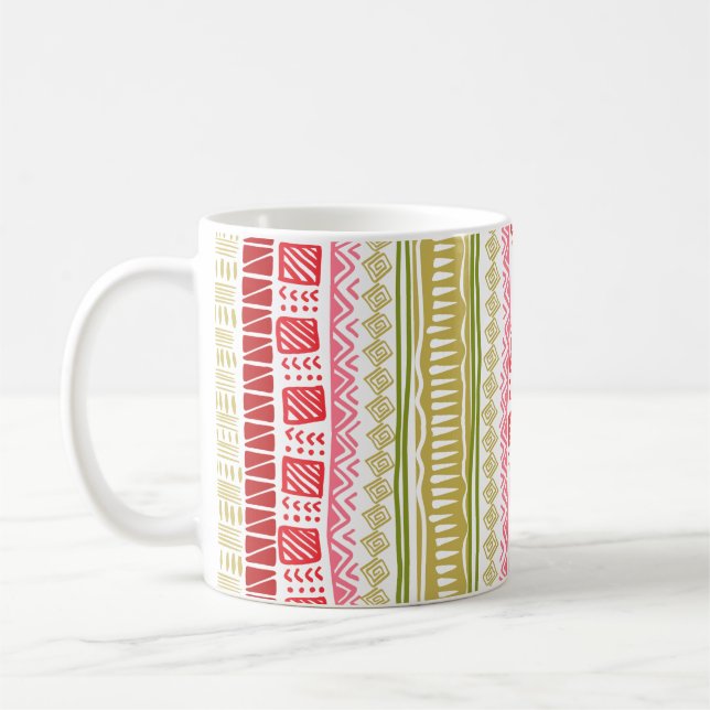African Pattern Watermelon Colors  Coffee Mug (Left)