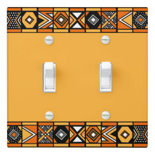 African pattern Yellow Light Switch Cover
