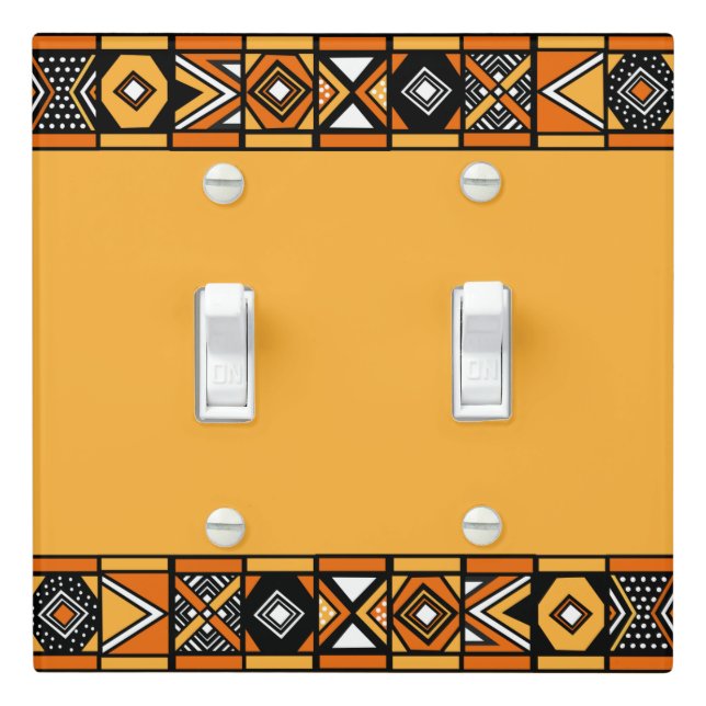 African pattern Yellow Light Switch Cover (In Situ)