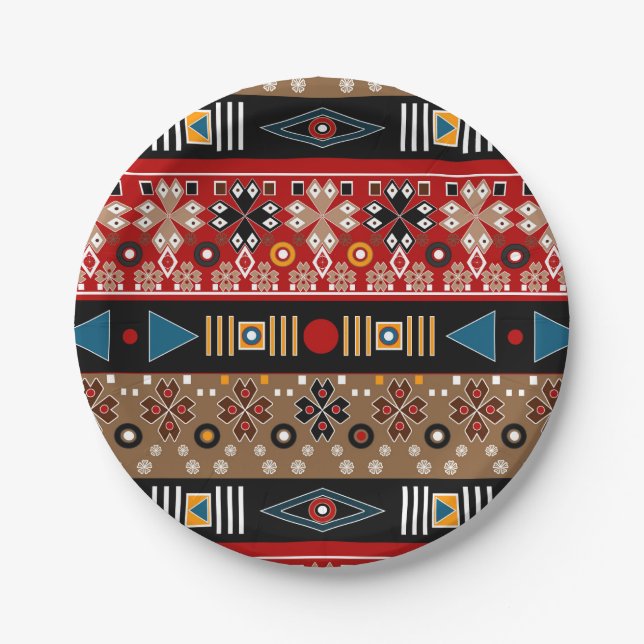 African patterns, oriental pattern throw pillow paper plates (Front)