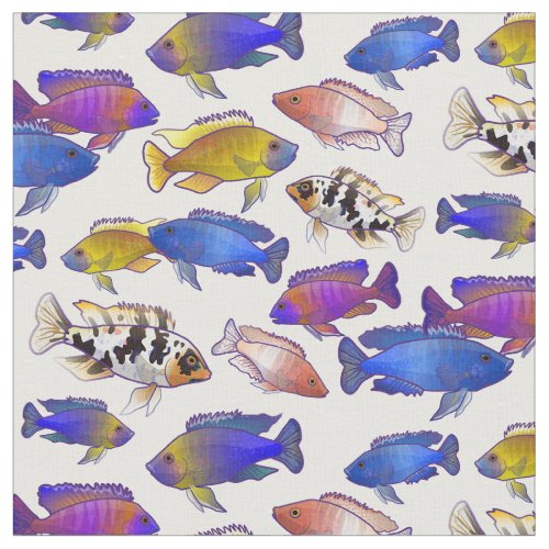 African Peacock Cichlid Fish on Transparent Fabric