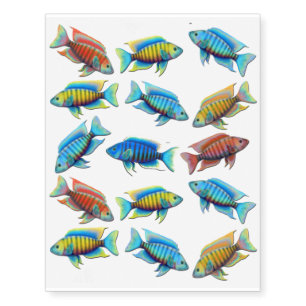 African Peacock Cichlid Fish Temporary Tattoo