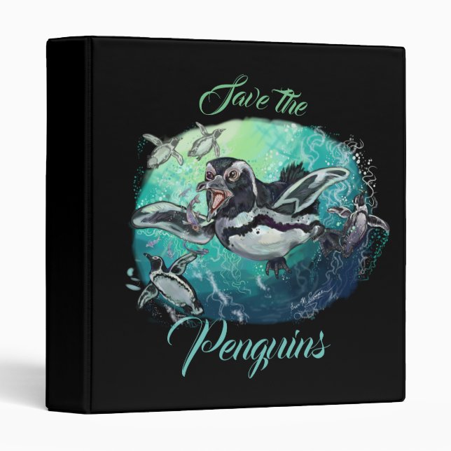 African Penguin Fishy Feast 3 Ring Binder (Front/Spine)
