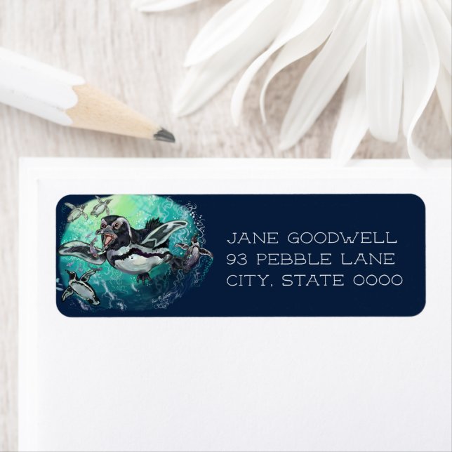 African Penguin Fishy Feast Label (Insitu)