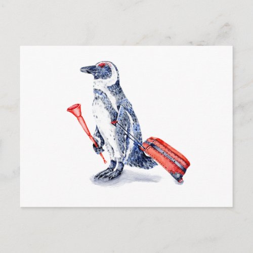 African Penguin with a Suitcase Postcard