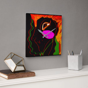 African Phoenix Rising Square Wall Clock