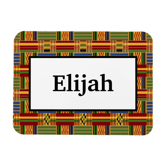 African Plaid Kente 3x4 Name Flexible Magnet (Horizontal)