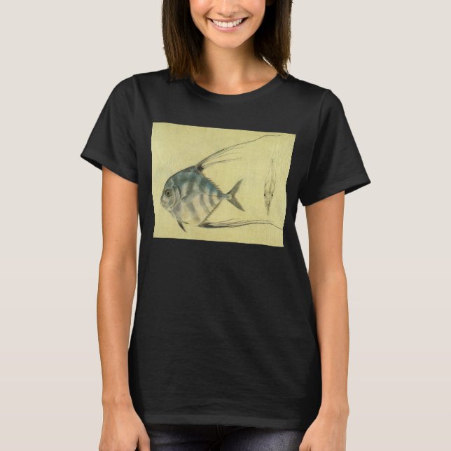 African Pompano Fish, Vintage Threadfin Trevally T-Shirt (Front)