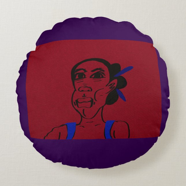 African Portrait Round Pillow (Front)