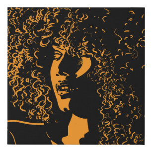 African pretty woman with afro hair style portrait faux canvas print