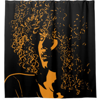 African pretty woman with afro hair style portrait shower curtain