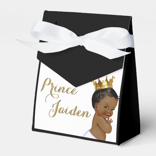 African Prince Black & Gold Elegant Favor Boxes (Front Side)