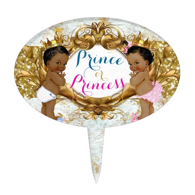 African Prince or Princess Gender Reveal Cake Pick (Front)