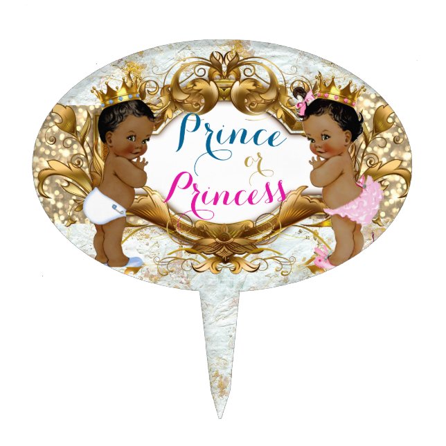 African Prince or Princess Gender Reveal Cake Pick (Front)