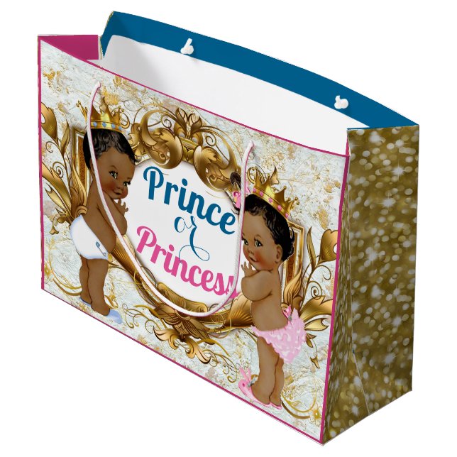 African Prince or Princess Gender Reveal Gift Bag (Back Angled)