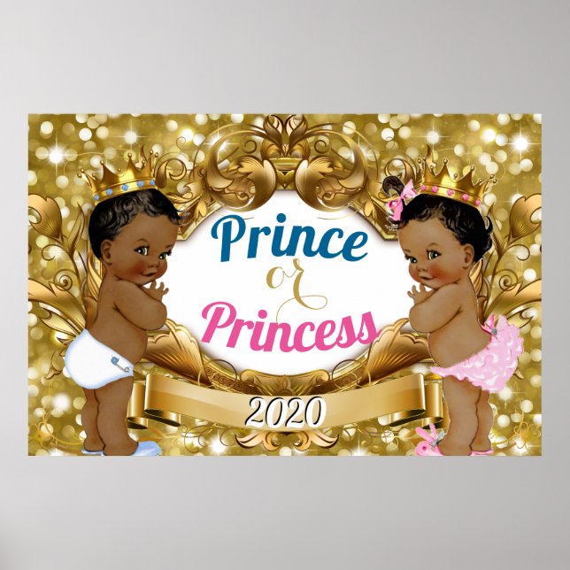 African Prince or Princess Glitter Gender Reveal Poster (Front)