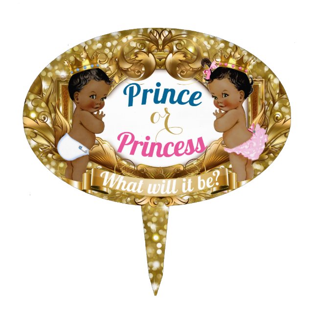 African Prince or Princess Glitter Oval Cake Pick (Front)
