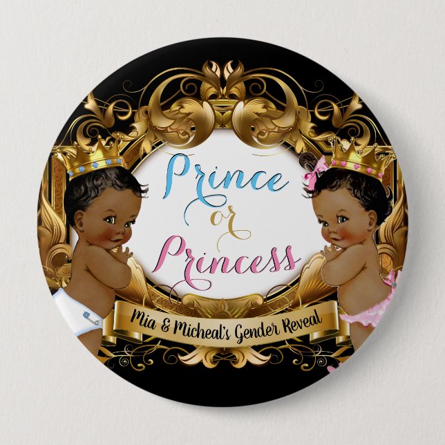 African Prince or Princess Royal Gender Reveal Button (Front)