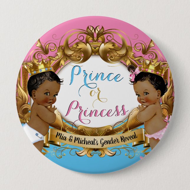 African Prince or Princess Royal Gender Reveal Button (Front)