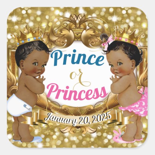 African Prince or Princess Royal Gender Reveal Square Sticker