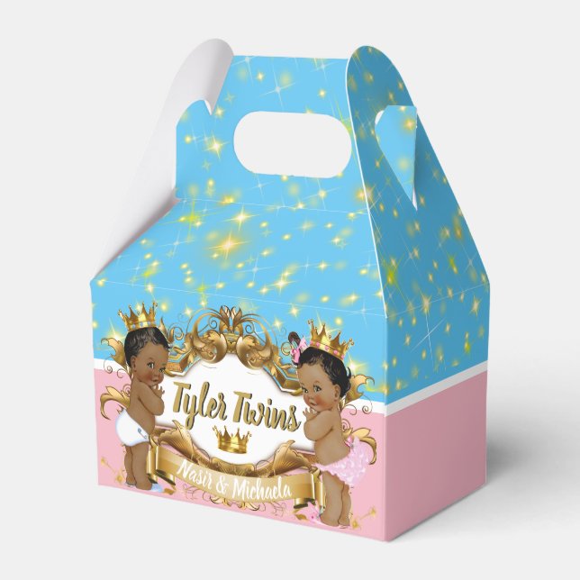 African Prince or Princess with Gold Sparkles Favor Boxes (Back Side)