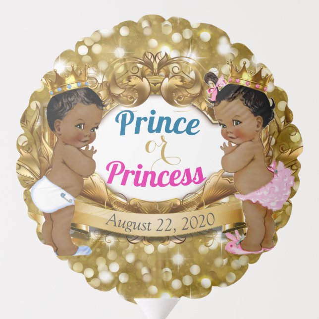 African Prince|Princess Gender Reveal Gold Glitter Balloon (Back)