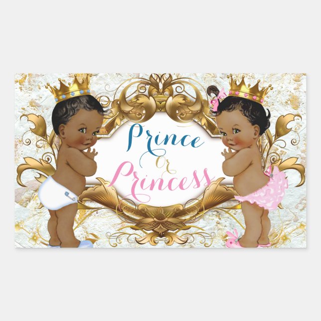 African Prince & Princess Gender Reveal Stickers (Front)
