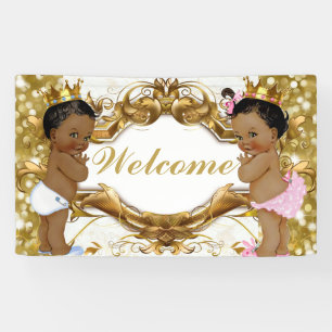 African Prince & Princess Gold Welcome Banner