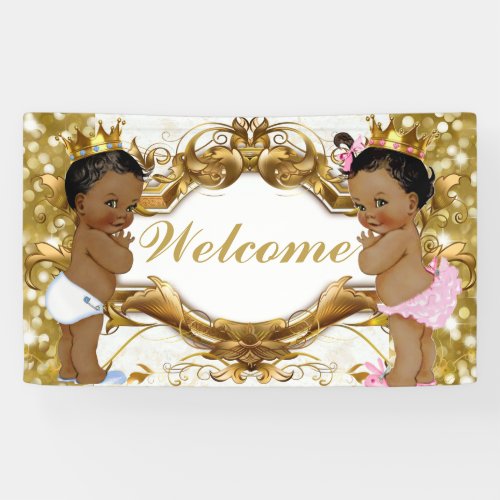African Prince  Princess Gold Welcome Banner