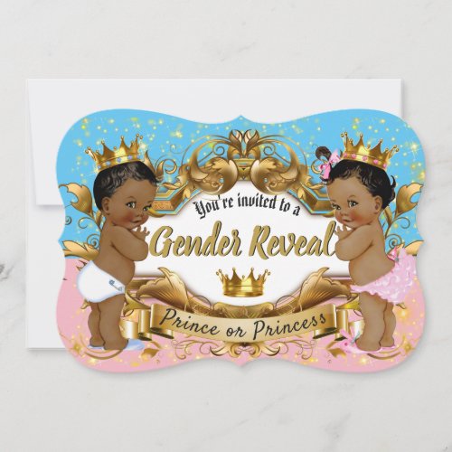 African PrincePrincess Pink  Blue Gender Reveal Invitation