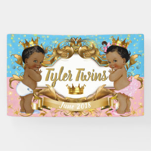 African Prince/Princess Pink/Blue/Gold Sparkle Banner