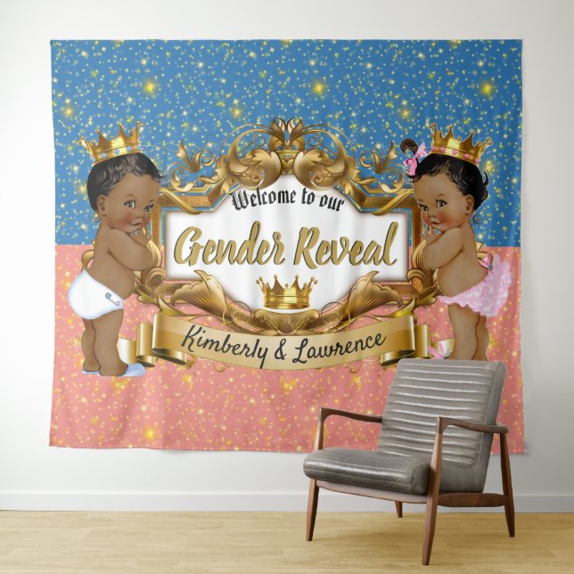 African Prince/Princess Pink/Blue/Gold Sparkle  Tapestry (In Situ (Horizontal))