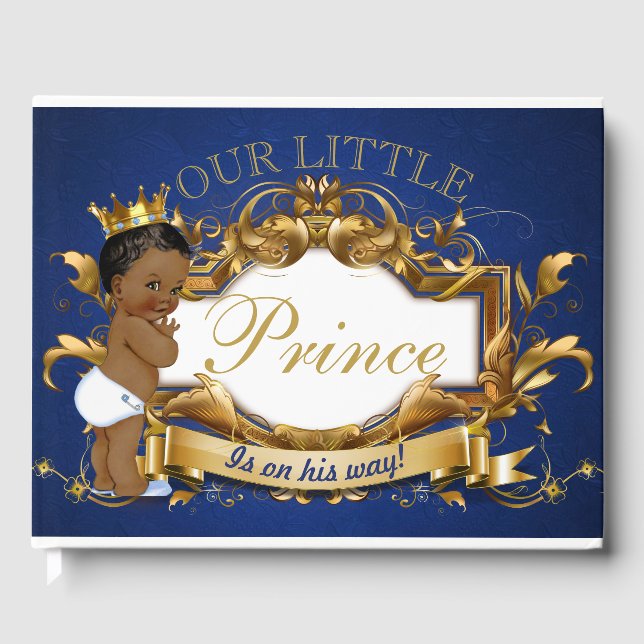 African Prince Royal Baby Shower Guest Book (Front)