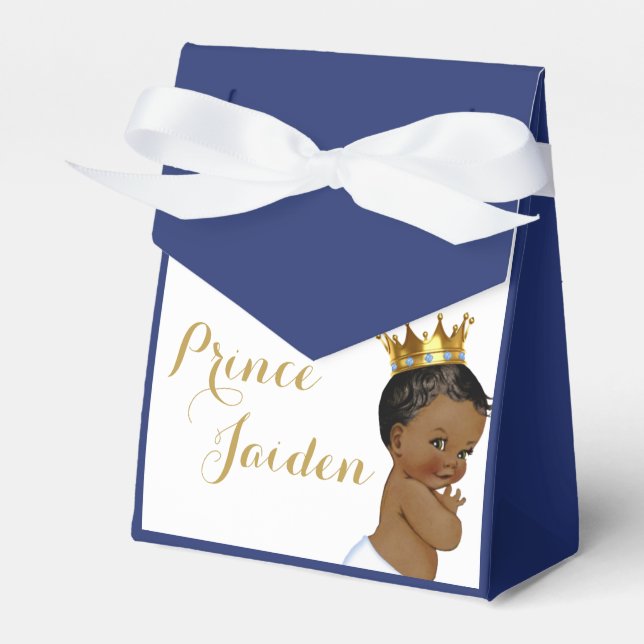 African Prince Royal Blue & Gold Elegant Favor Boxes (Front Side)