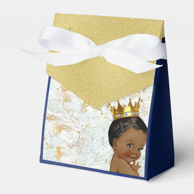 African Prince Royal Blue|Gold Elegant Favor Boxes (Front Side)
