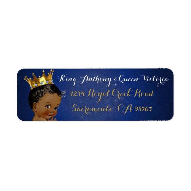 African Prince Royal Blue & Gold Mailing Labels (Front)