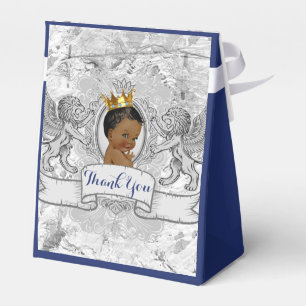 African Prince Royal Blue Silver FANCY Baby Shower Favor Boxes