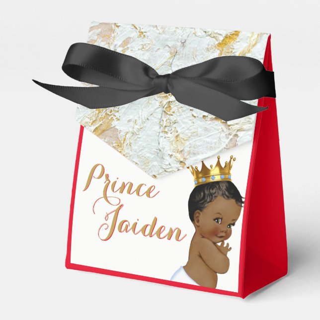 African Prince Royal FANCY Baby Shower Tent Favor Boxes (Front Side)
