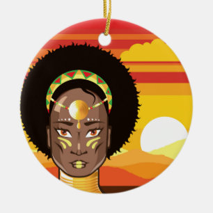 African Princess Ceramic Ornament