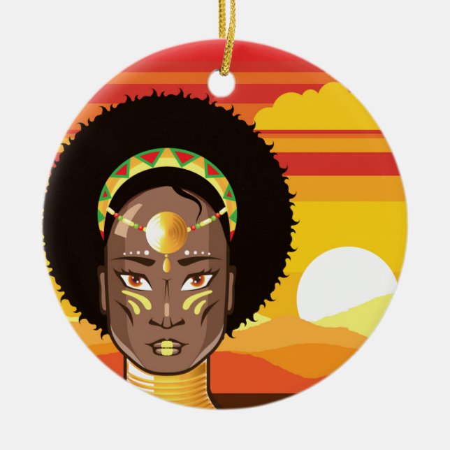 African Princess Ceramic Ornament (Front)