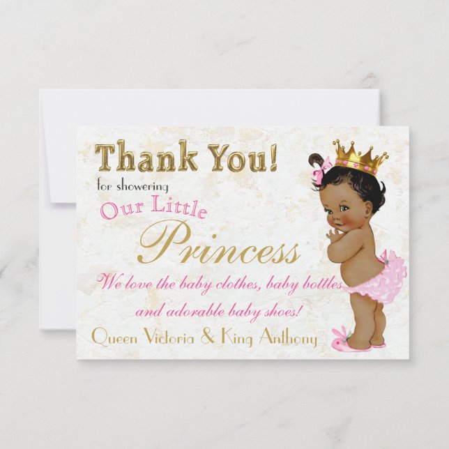 African Princess Elegant Pink|Gold Thank You Cards (Back)