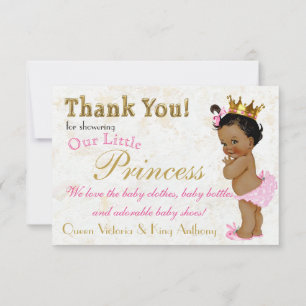 African Princess Elegant Pink Gold Thank You Cards