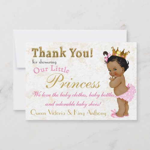 African Princess Elegant PinkGold Thank You Cards