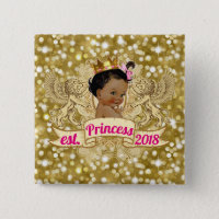 African Princess|Gold Glitter Baby Shower Button